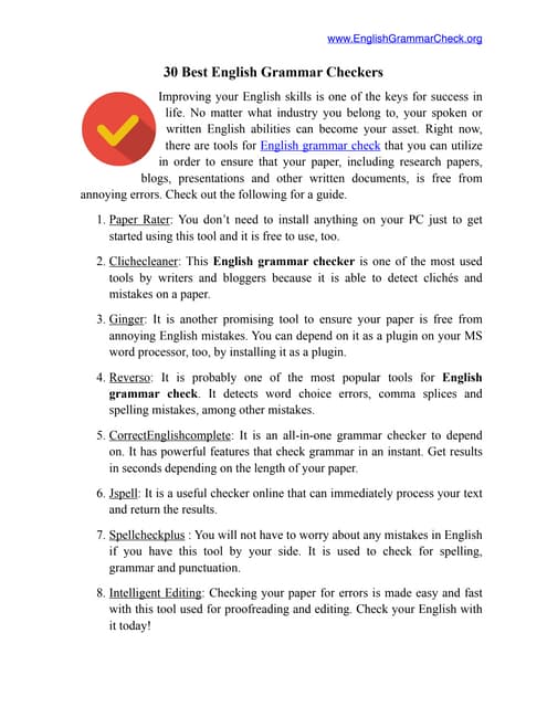 30 Best English Grammar Checkers