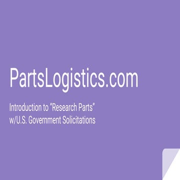 PartsLogistics.com-  How to use Research Parts-Solicitations
