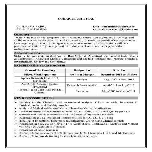 Mallikarjuna rao resume dqa | DOCX