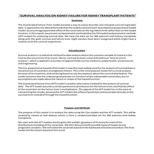 Survival Analysis On Kidney Failure of Kidney Tranplant Patients