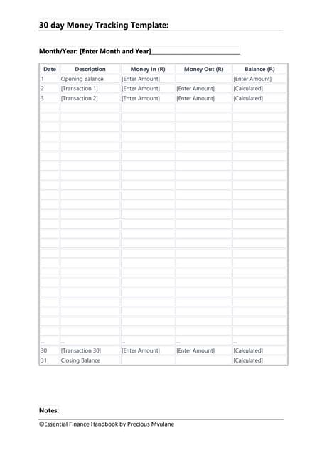30 Day Challenge - Money Tracking Template.docx