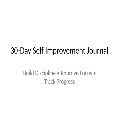 30-Day Self Improvement Journal for Students: Build Discipline and ...