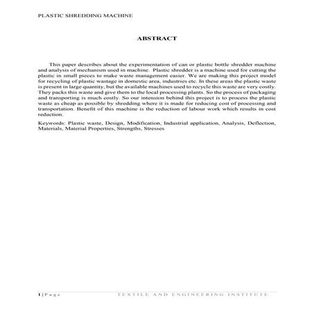 PLASTIC SHREDDING MACHINE