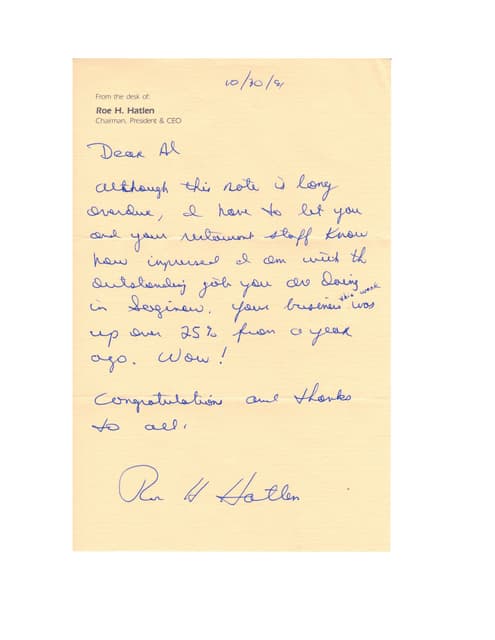Al Gage Congrats Letter Sr.VP Lance Trenary GC Oct 2010 | DOC