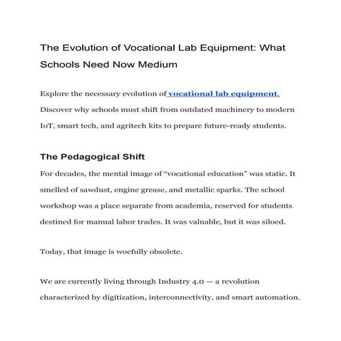 TVET Lab Equipment Manufacturer In India | PDF
