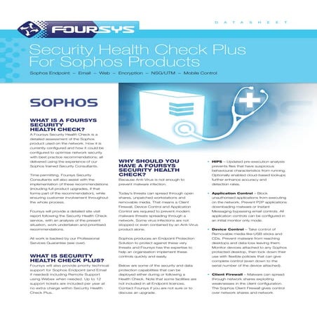 Sophos products - Health CheckPlus | PDF