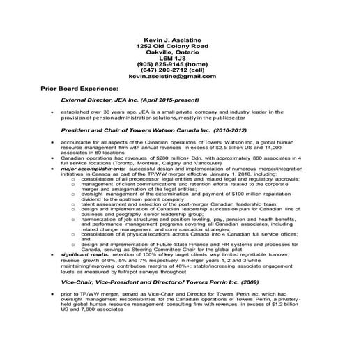 Kevin Aselstine Full CV December 2015