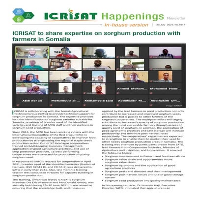 ICRISAT to share expertise on sorghum production with farmers in Somalia