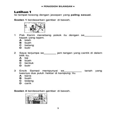30 latihan penjodoh bilangan