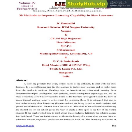 30 Methods To Improve Learning Capability In Slow Learners