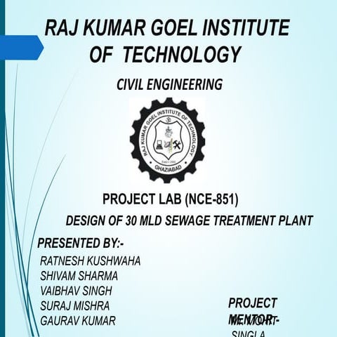 DESIGN OF A SEWAGE TREATMENT PLANT