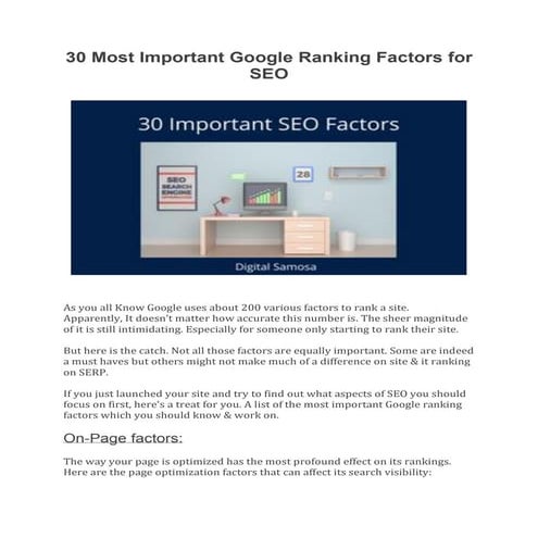 30 most important SEO factors for ranking on Google