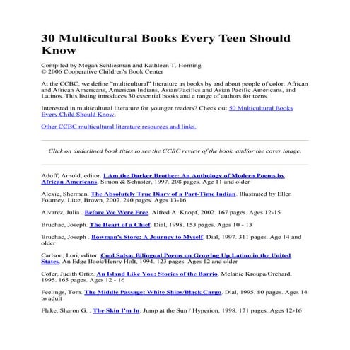 30 multicultural books every teen should know | DOCX