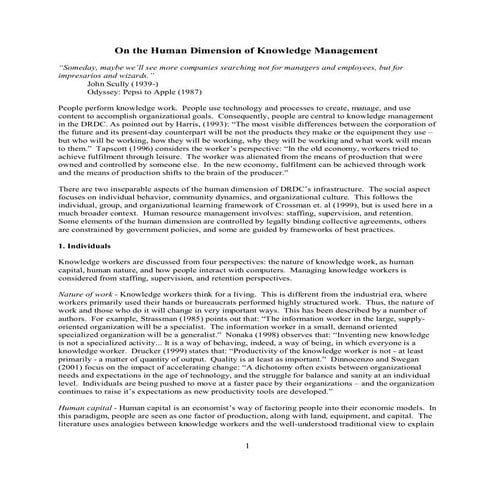 On the Human Dimension of Knowledge Management