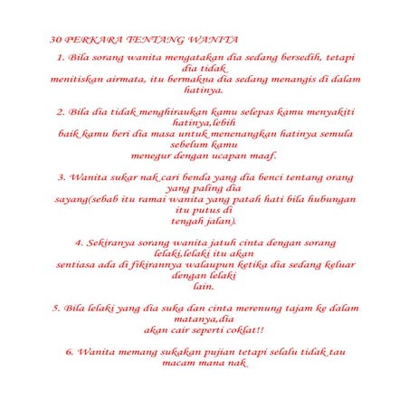 30 perkara tentang wanita