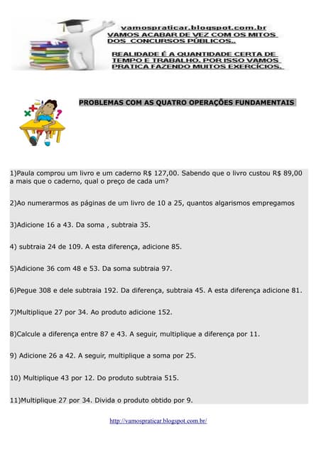 30 questões de problemas com as 4 o...