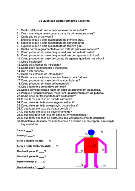 30 questoes de primeiros socorros
