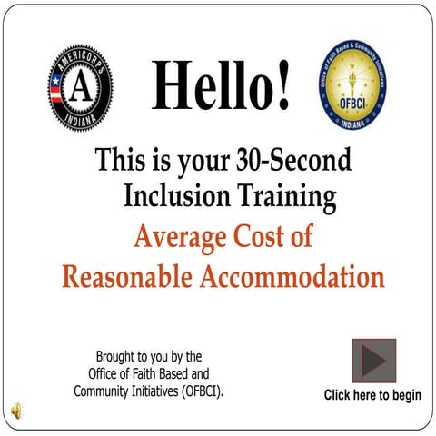 30 sec inclusion training - Average Cost of Reasonable Accommodation