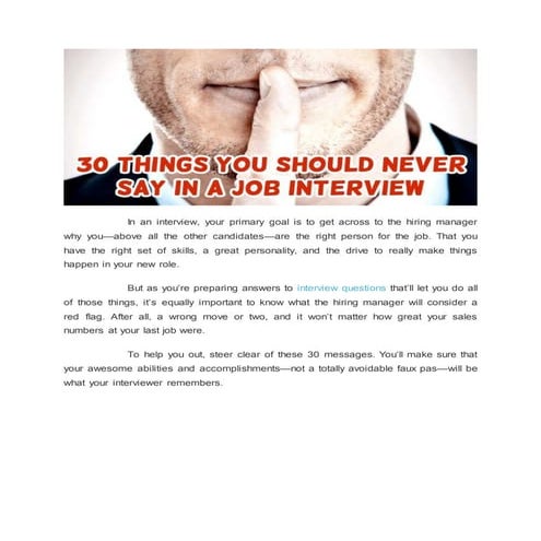 30 thing you should never say in job interview by- pratap tambe