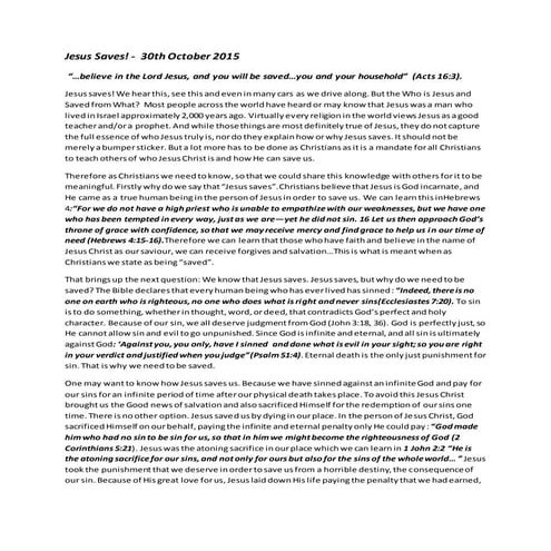 30th october 2015   jJesus saves