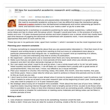 30 tips for successful academic research and writing | impact of social sciences