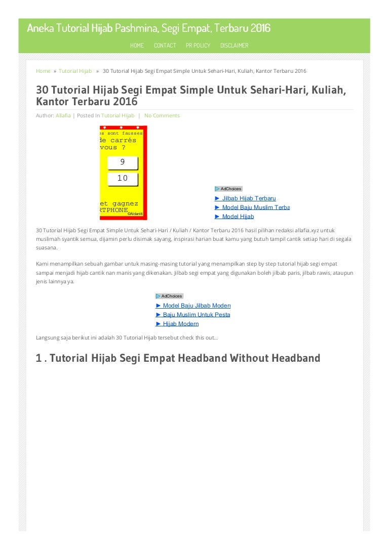 30 Tutorial Hijab Segi Empat Simple Untuk Sehari Hari Kuliah Kantor
