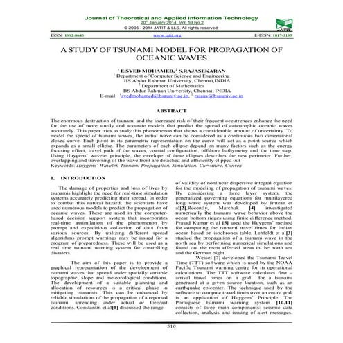 ASTUDYOF TSUNAMIMODEL FOR PROPAGATION OF OCEANICWAVES