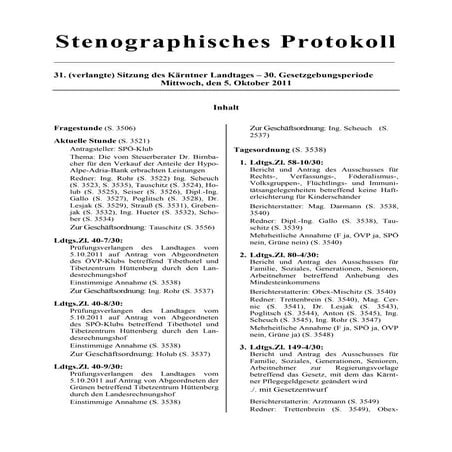 31. LTG-Sitzung am 5. Oktober 2011