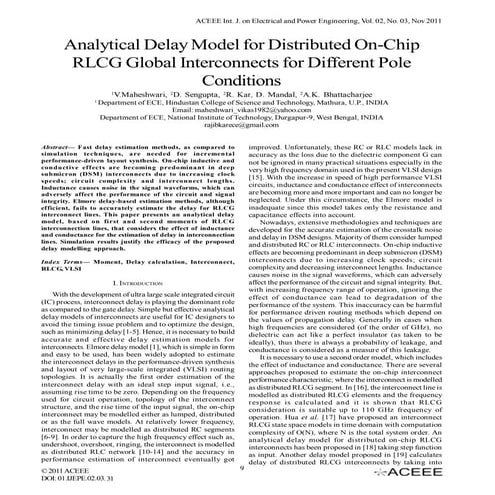 Analytical Delay Model for Distributed On-Chip RLCG Global Interconnects for ...