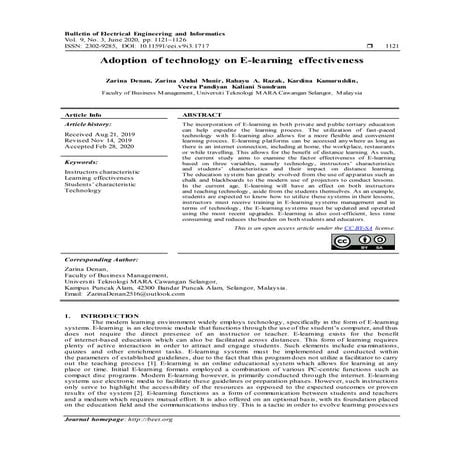 Factors of using e-learning in higher education and its impact on ...