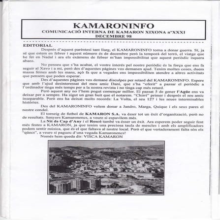 31. kamaroninfo desembre 1998