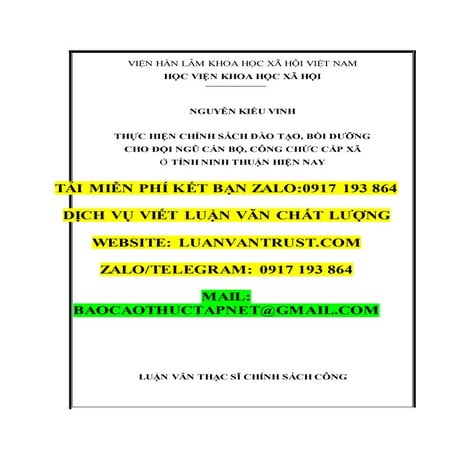 BÀI MẪU Luận văn thạc sĩ ngành chính sách công, HAY