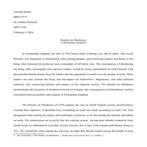 Homily on Obedience- Document Analysis (revised)