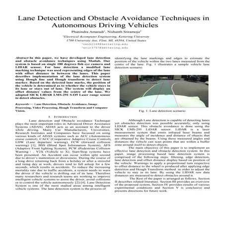 Lane Detection and Obstacle Aviodance