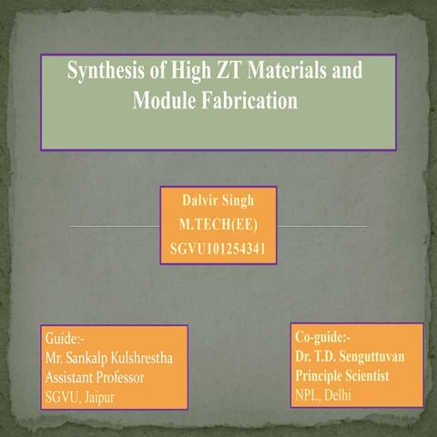 THERMOELECTRIC MATERIAL AND DEVICE.