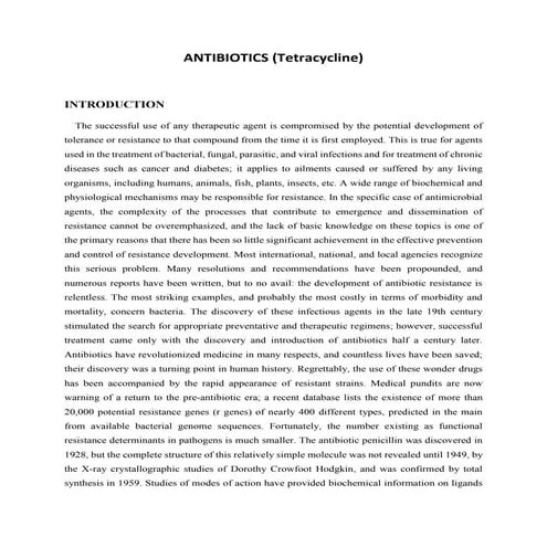 ANTIBIOTICS (Tetracycline)
