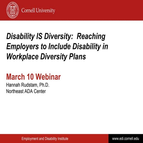 Disability IS Diversity: Reaching Employers to Include Disability in Workplac...