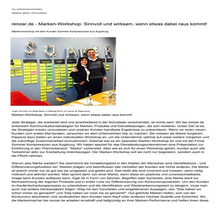renoar.de - Marken-Workshop: Sinnvoll und wirksam, wenn etwas dabei raus kommt!