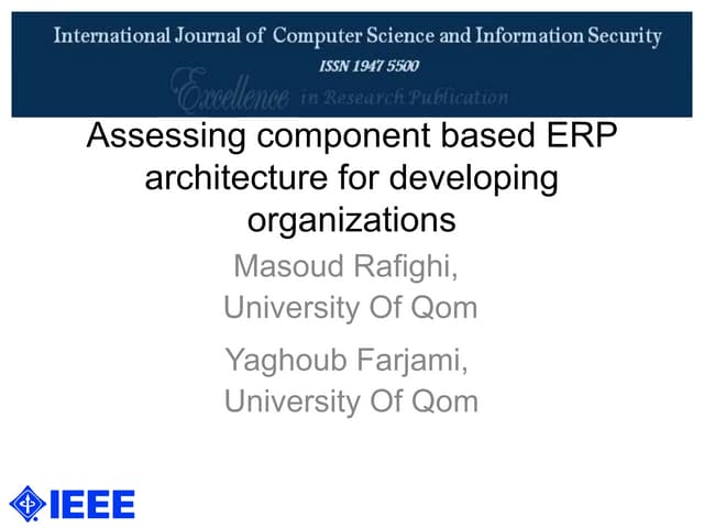 Assessing Component based ERP Architecture for Developing Organizations