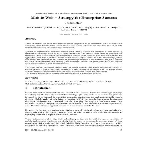 Mobile Web – Strategy for Enterprise Success