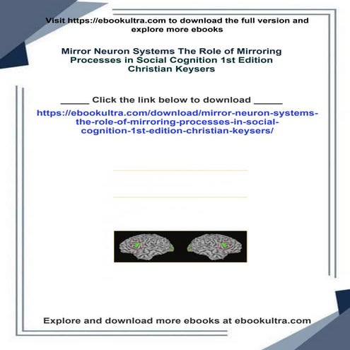 Mirror Neuron Systems The Role of Mirroring Processes in Social Cognition 1st...