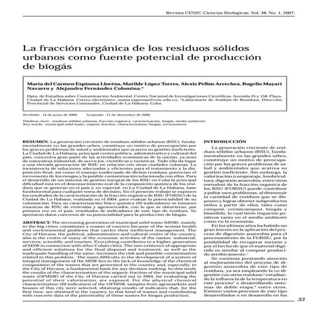 La fracción orgánica de los residuos sólidos urbanos como fuente potencial de...