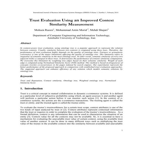 Trust Evaluation Using an Improved Context Similarity Measurement