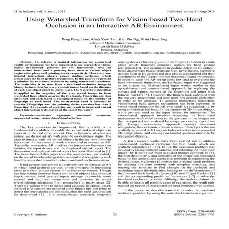 Using Watershed Transform for Vision-based Two-Hand Occlusion in an Interacti...