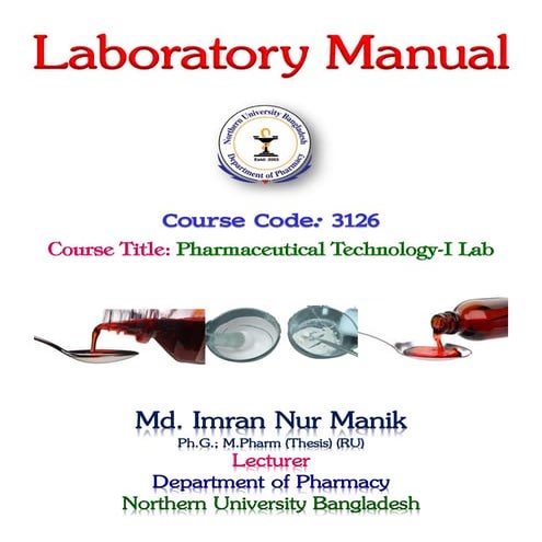 Pharmaceutical Technology-I Lab MANIK