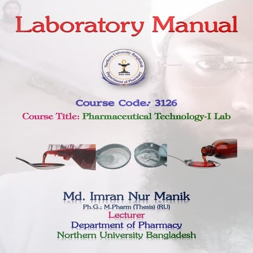 Pharmaceutical Technology-I ,Lab manual