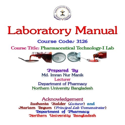 Pharmaceutical technology I Lab MANIK