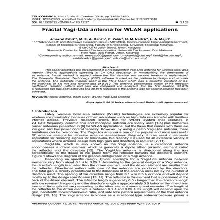 Fractal Yagi-Uda antenna for WLAN applications