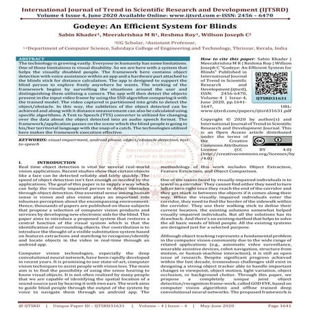 Godeye An Efficient System for Blinds
