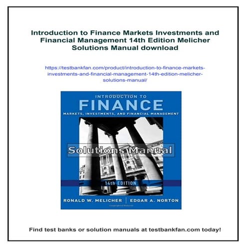 Introduction to Finance Markets Investments and Financial Management 14th Edi...